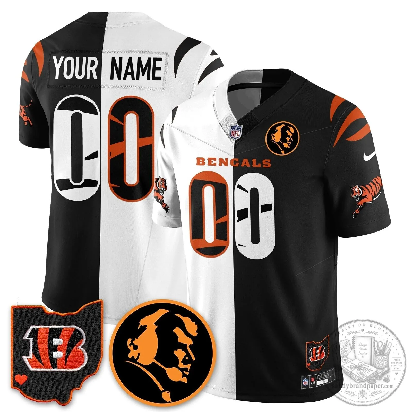 Cincinnati Bengals Joe Burrow John Madden Commemorative Football Jersey 69 Cincinnati Bengals Joe Burrow John Madden Commemorative Football Jersey