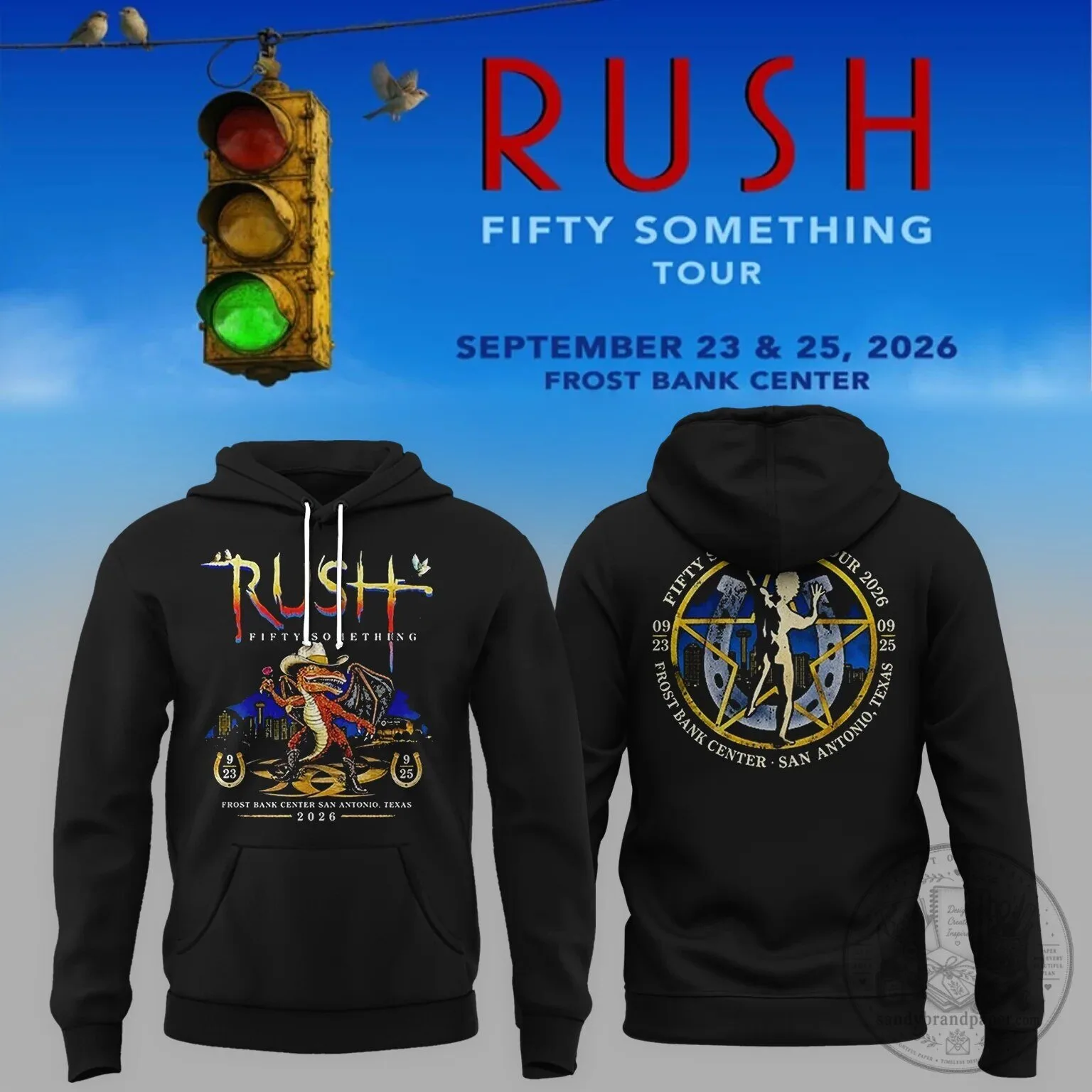 Rush Fifty Something Tour San Antonio Texas 2026 Concert Hoodie