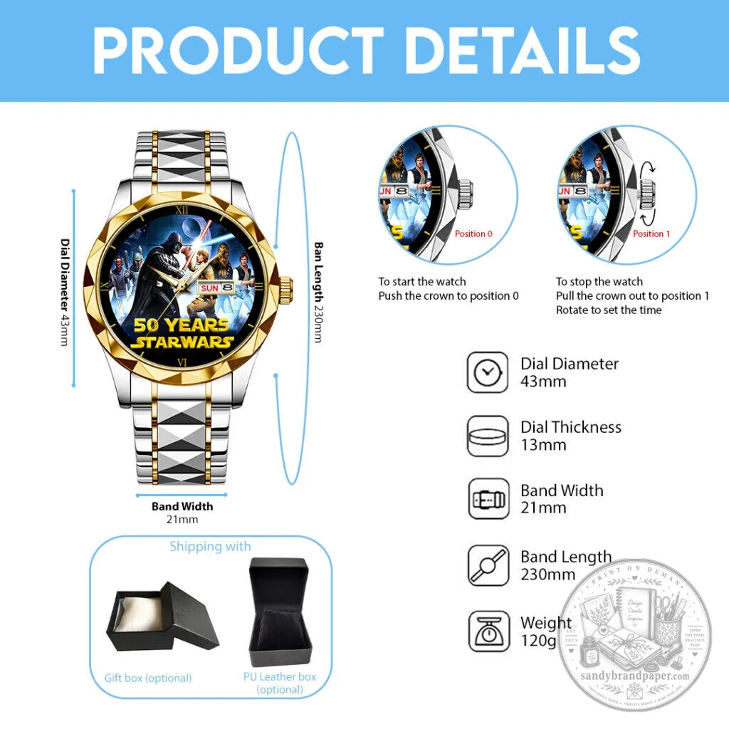Star Wars 50 Years Anniversary Gold Stainless Steel Quartz Watch 9 Star Wars 50 Years Anniversary Gold Stainless Steel Quartz Watch
