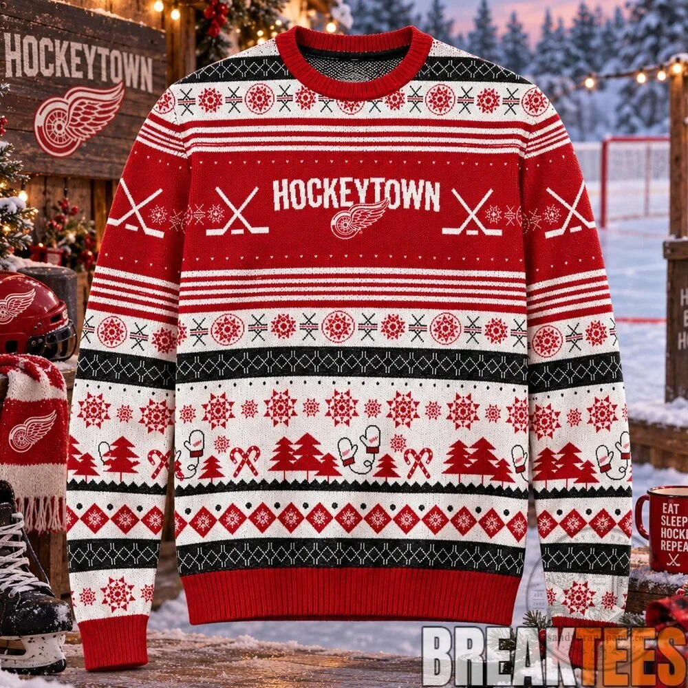 Detroit Red Wings Hockeytown Christmas Ugly Sweater