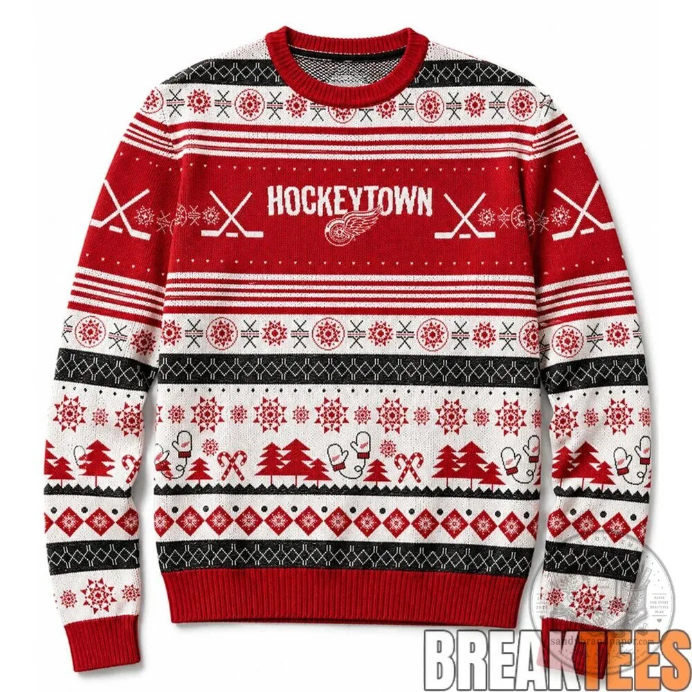 Detroit Red Wings Hockeytown Christmas Ugly Sweater 4 Detroit Red Wings Hockeytown Christmas Ugly Sweater