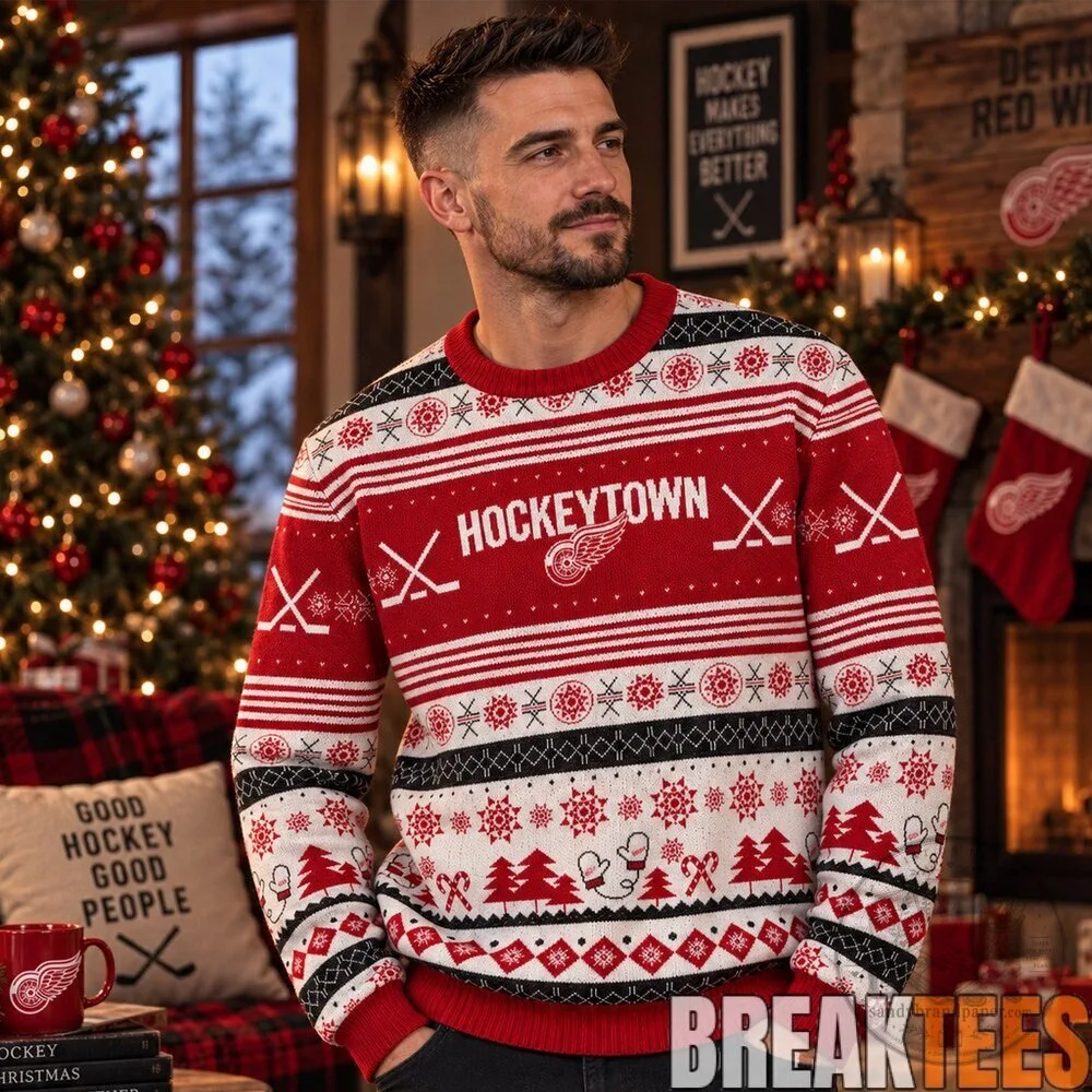 Detroit Red Wings Hockeytown Christmas Ugly Sweater 5 Detroit Red Wings Hockeytown Christmas Ugly Sweater