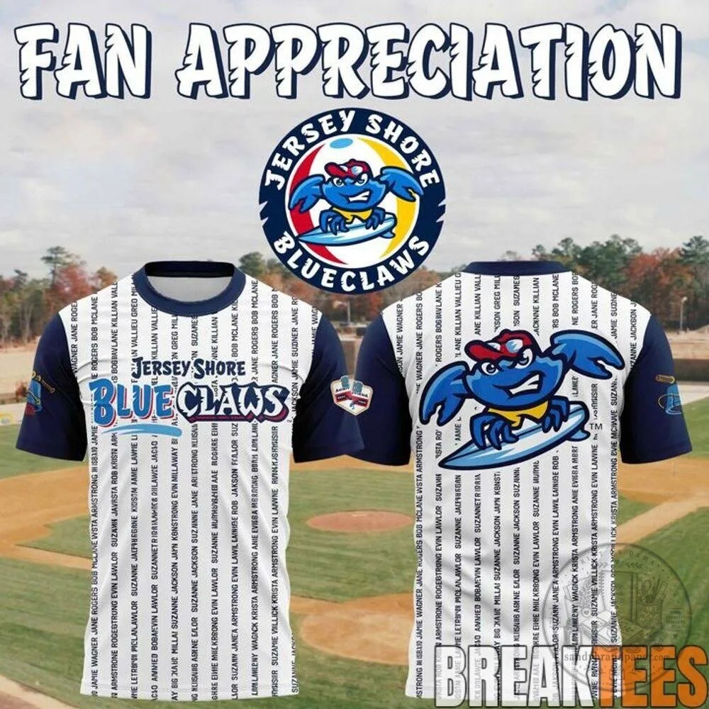 Jersey Shore BlueClaws Fan Appreciation Baseball Jersey