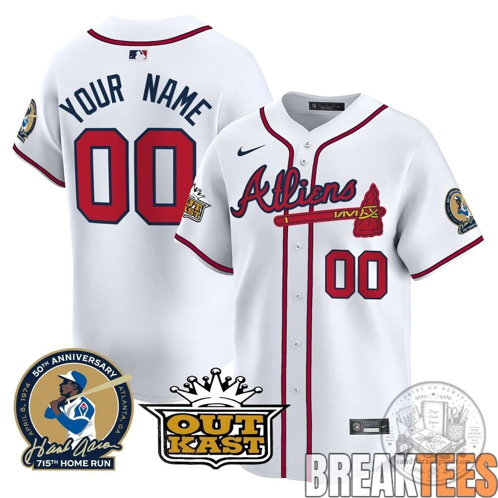Atlanta Braves Atliens Hank Aaron 715th Home Run Baseball Jersey 11 Atlanta Braves Atliens Hank Aaron 715th Home Run Baseball Jersey
