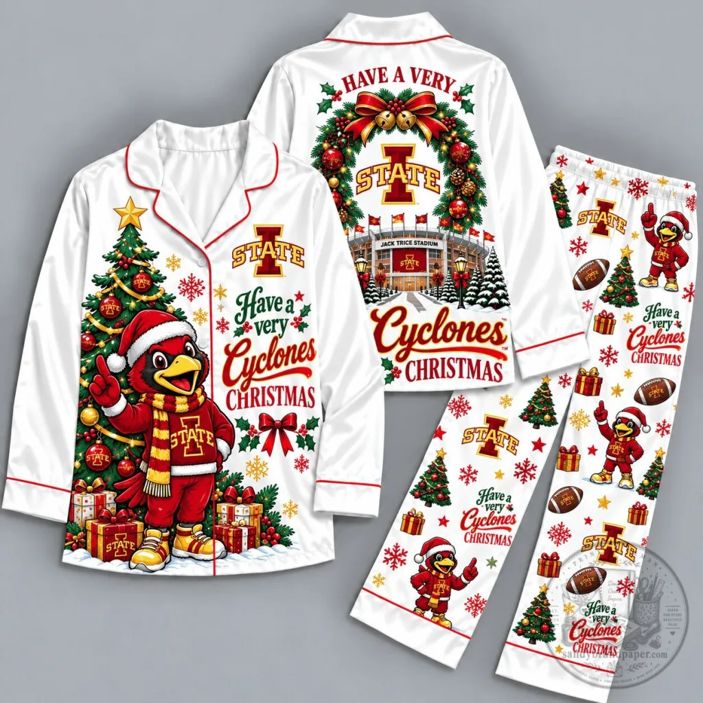 Iowa State Cyclones Football Mascot Christmas Pajamas Set Iowa State Cyclones Football Mascot Christmas Pajamas Set