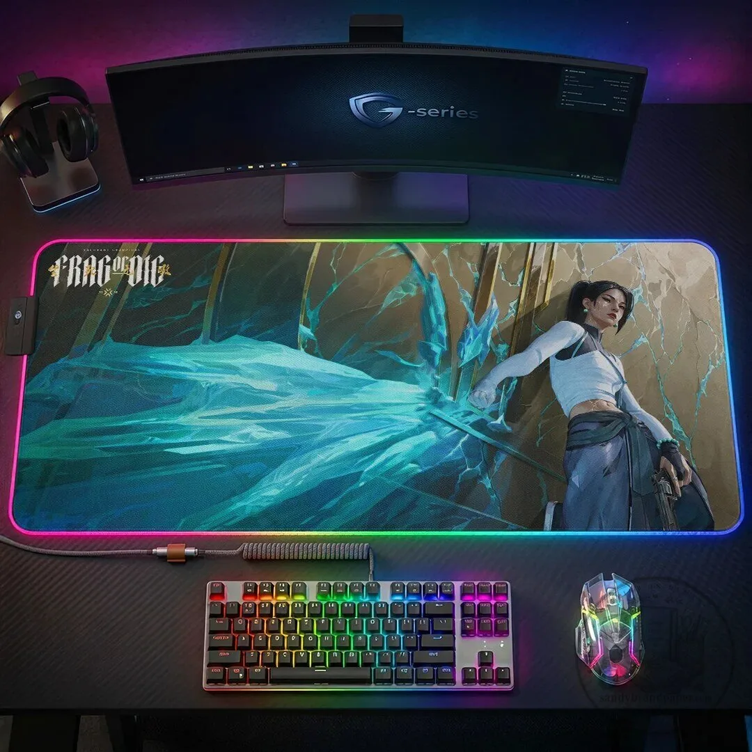 Valorant Sage Champion 2026 Custom Gaming RGB LED Desk Mat