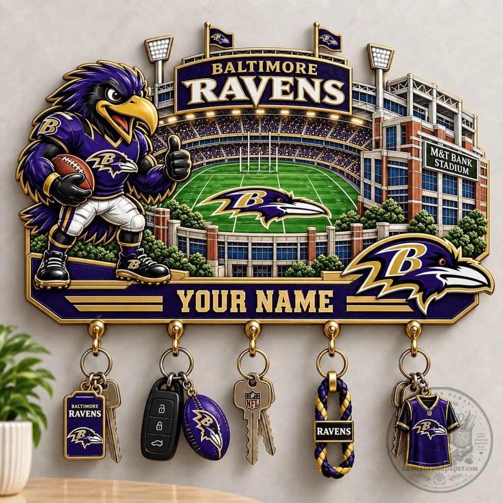 Baltimore Ravens NFL Football Stadium Custom Name Wall Key Holder Baltimore Ravens NFL Football Stadium Custom Name Wall Key Holder