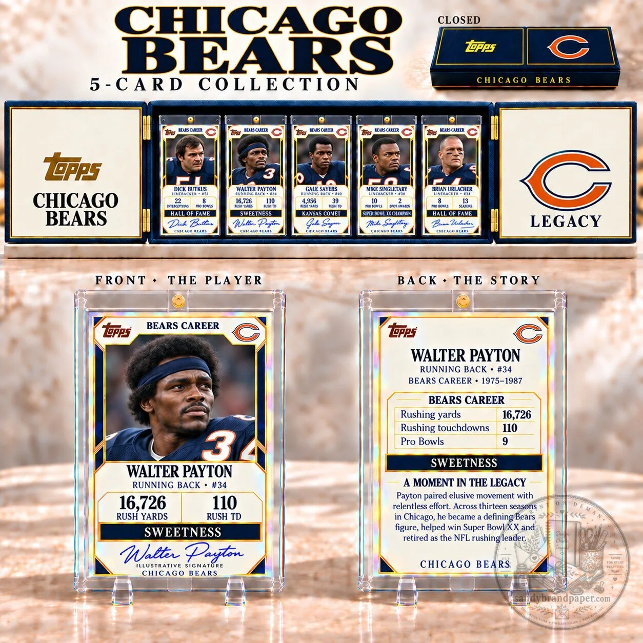 Chicago Bears Walter Payton Topps Football Card Collector's Box Set