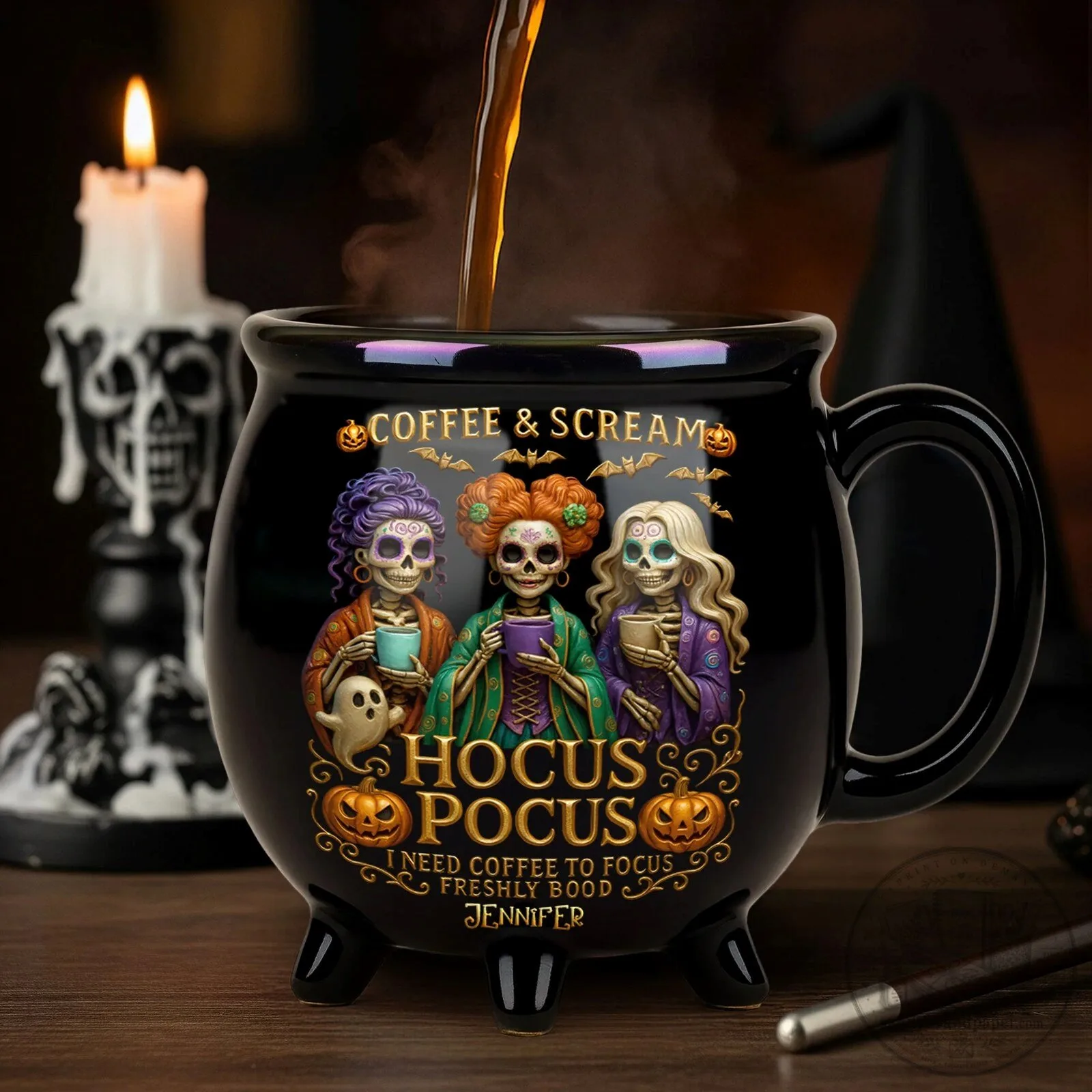 Hocus Pocus Coffee and Scream Cauldron Mug