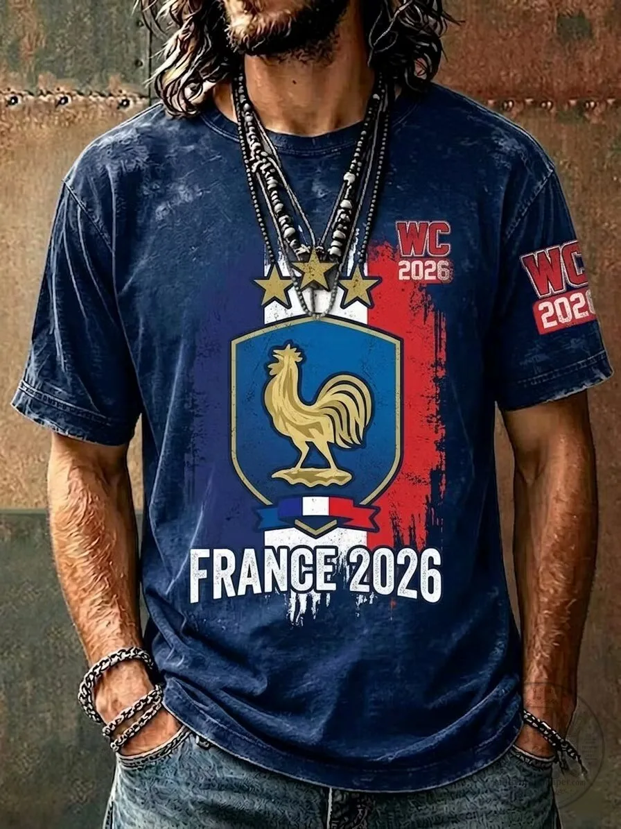 France Football 2026 World Cup Rooster Emblem Graphic T-Shirt