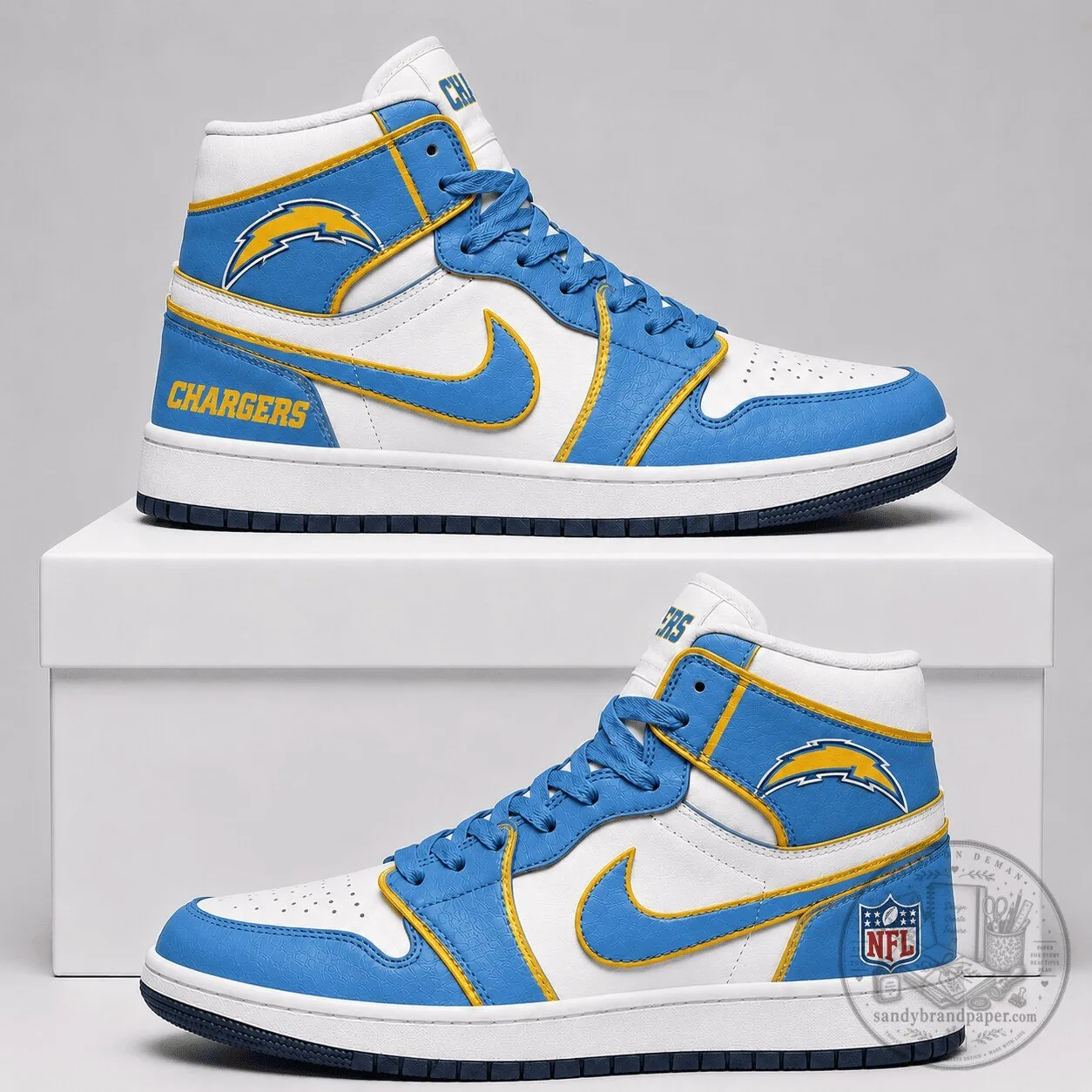 Los Angeles Chargers High-Top Sneakers Custom Air Jordan Style Shoes