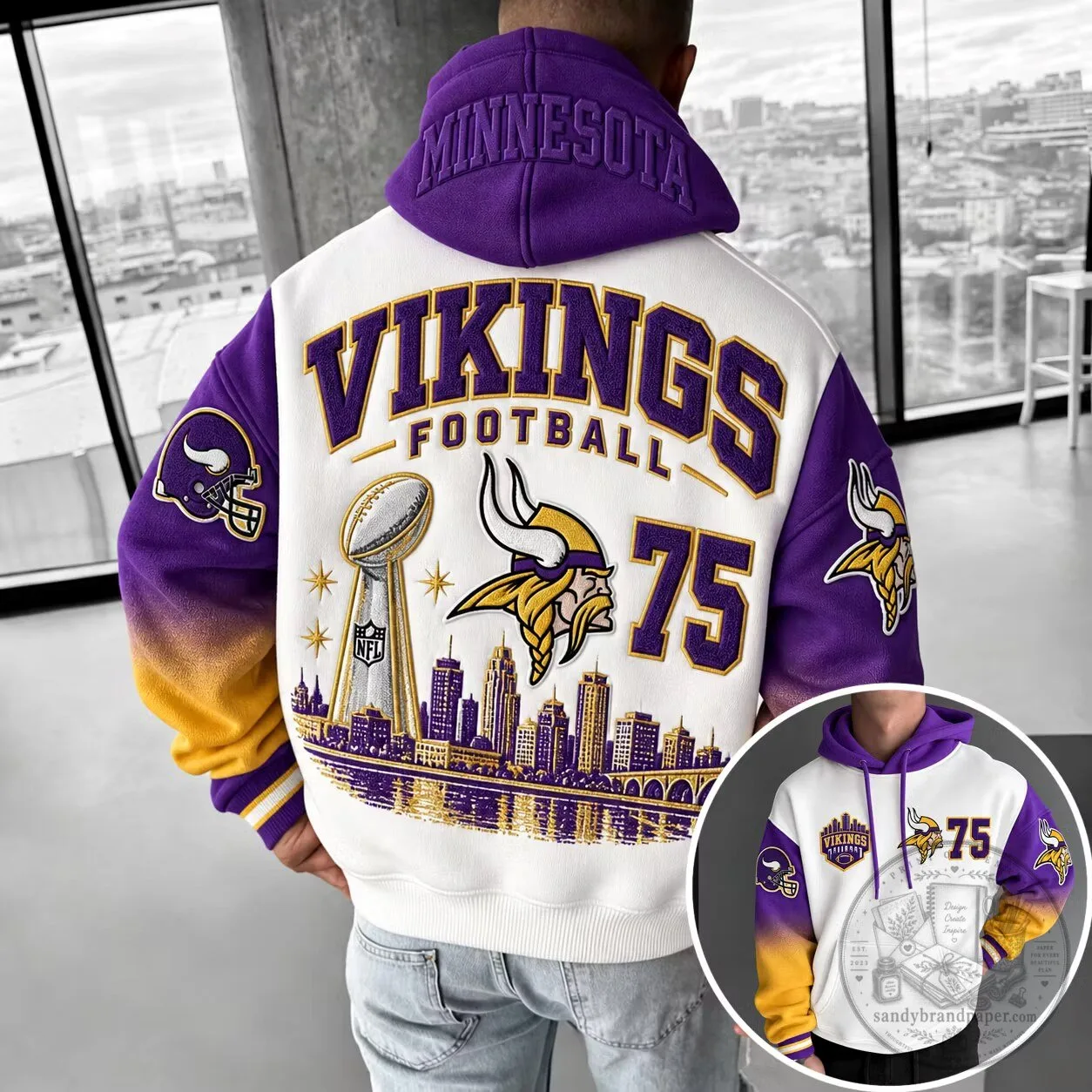 Minnesota Vikings Football Club Super Bowl Champions Cityscape Hoodie