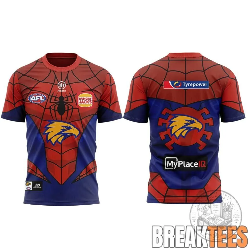 West Coast Eagles Spider-Man Marvel Comics Australian Football League Jersey 3 West Coast Eagles Spider-Man Marvel Comics Australian Football League Jersey