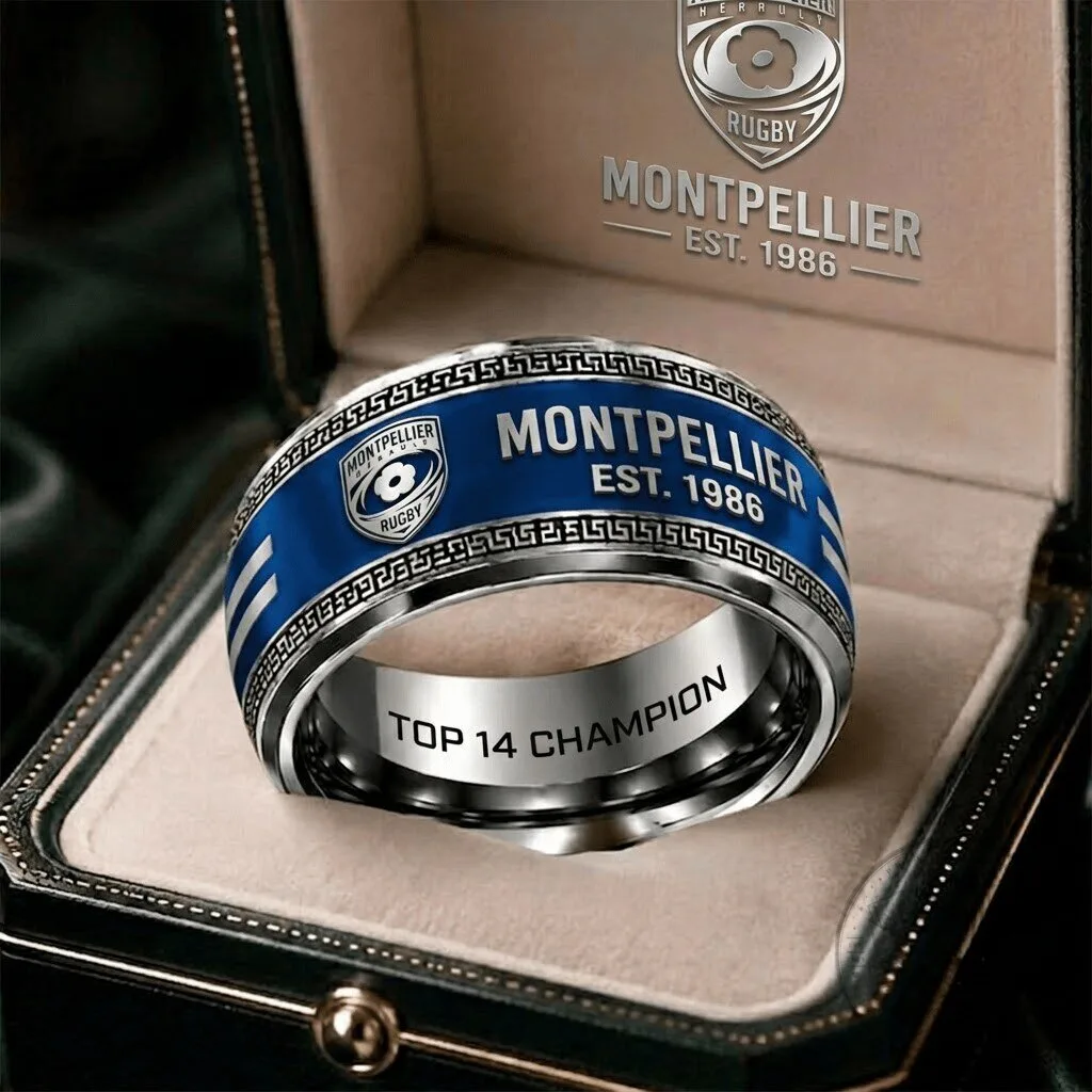 Montpellier Rugby Top 14 Champion Stainless Steel Band Ring