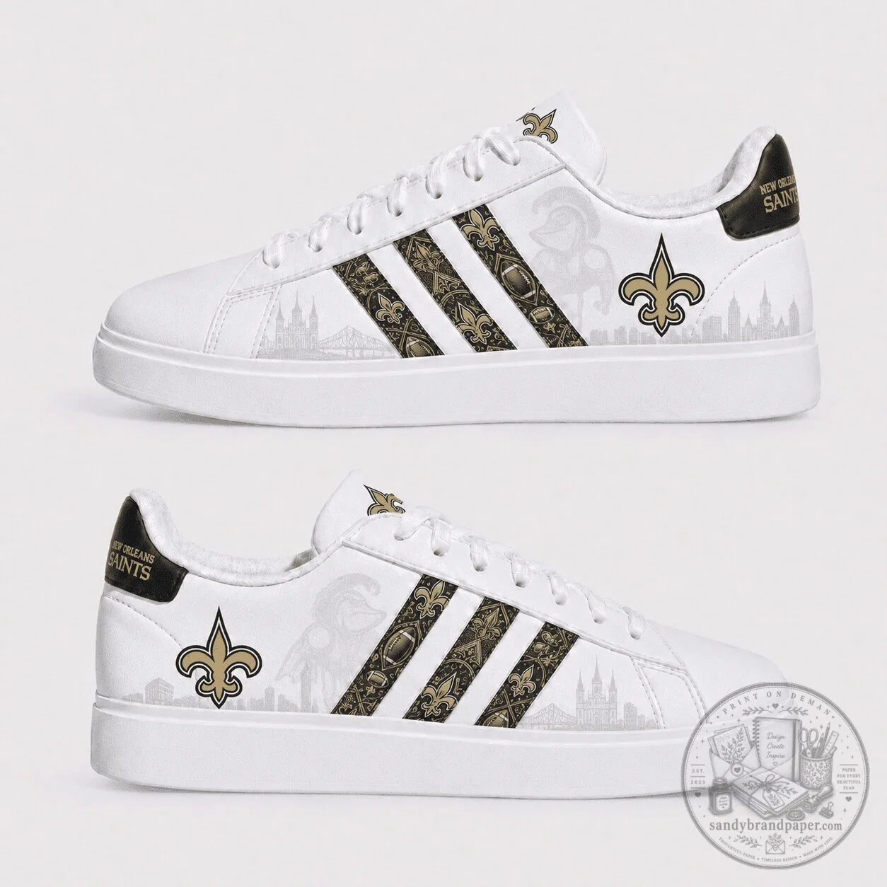 New Orleans Saints Football Team Logo Custom Printed Sneakers