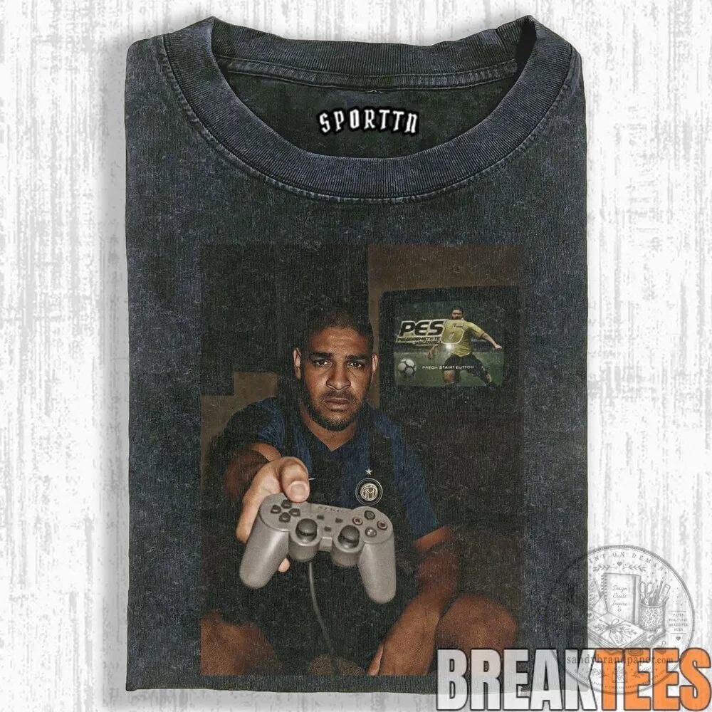 Adriano Pro Evolution Soccer Gaming Controller Graphic Washed T-Shirt