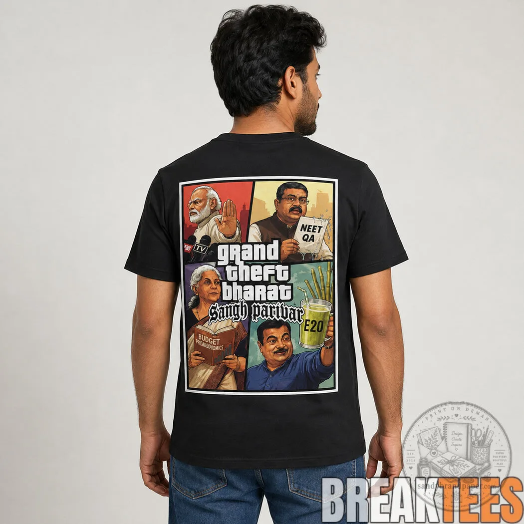 Grand Theft Bharat Sangh Parivar Indian Political Satire T-Shirt 3 Grand Theft Bharat Sangh Parivar Indian Political Satire T-Shirt