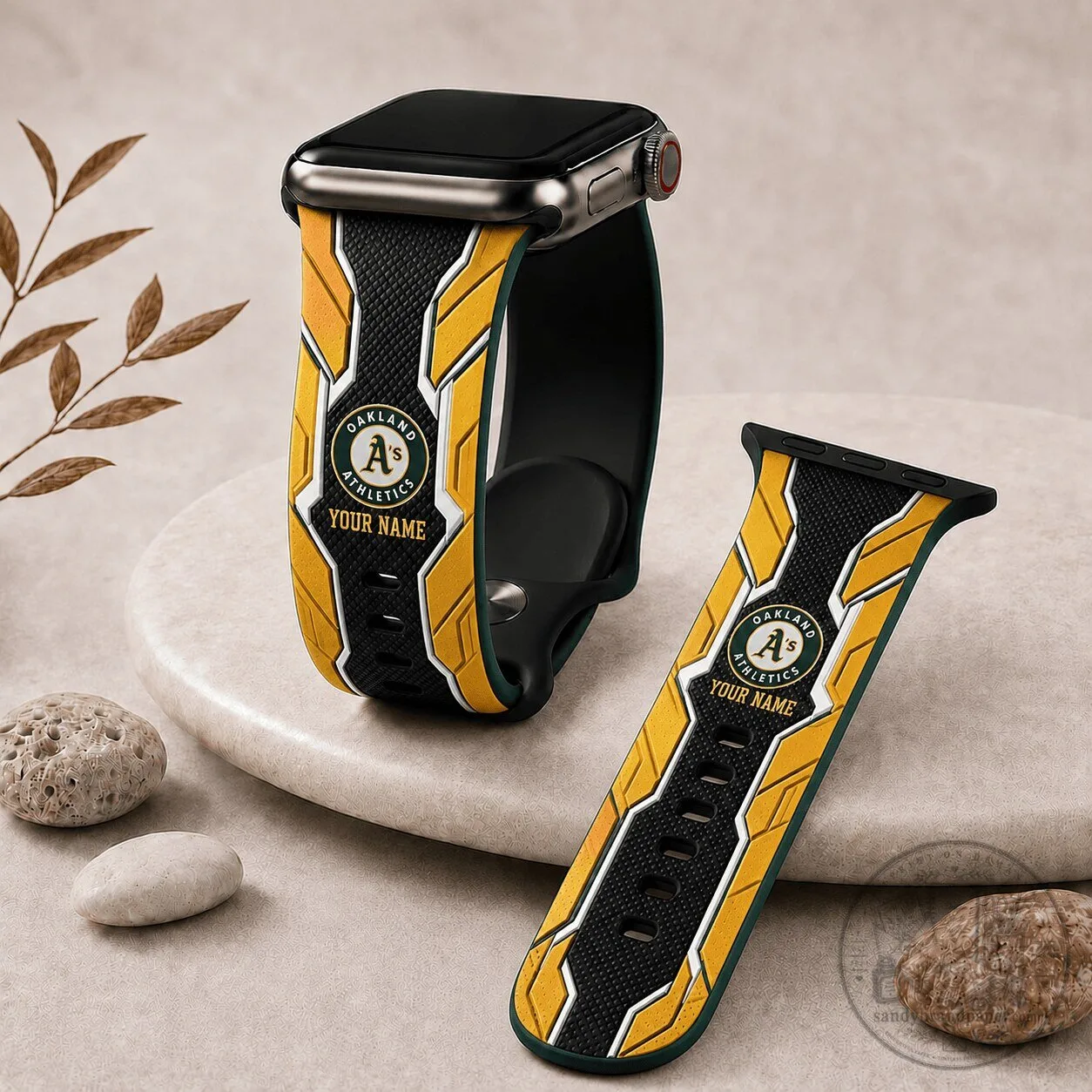 Oakland Athletics Major League Baseball Team Apple Watch Band Personalized Custom Name