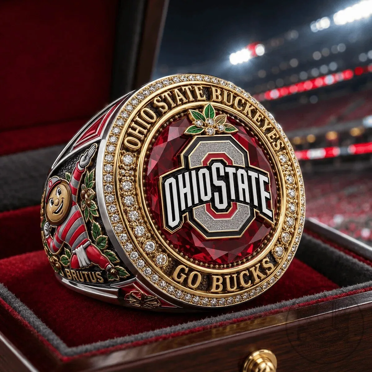 Limited Edition Ohio State Buckeyes Round Engraved Ring