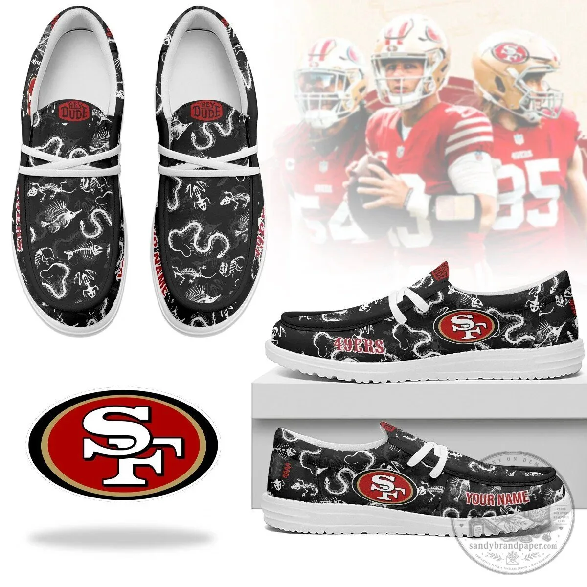 San Francisco 49ers Halloween Skeleton Pattern Hey Dude Shoes