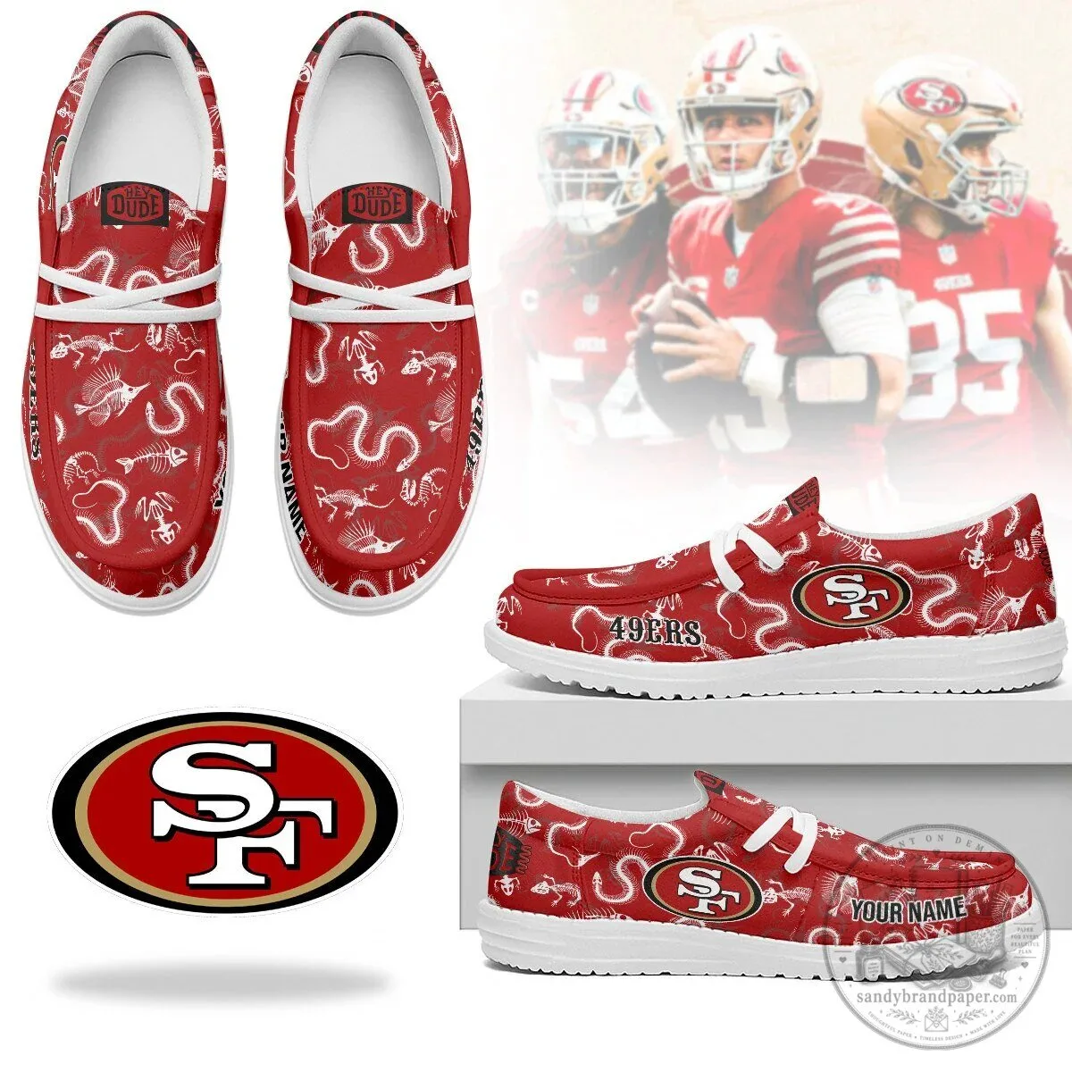 San Francisco 49ers Halloween Skeleton Pattern Hey Dude Shoes 6 San Francisco 49ers Halloween Skeleton Pattern Hey Dude Shoes