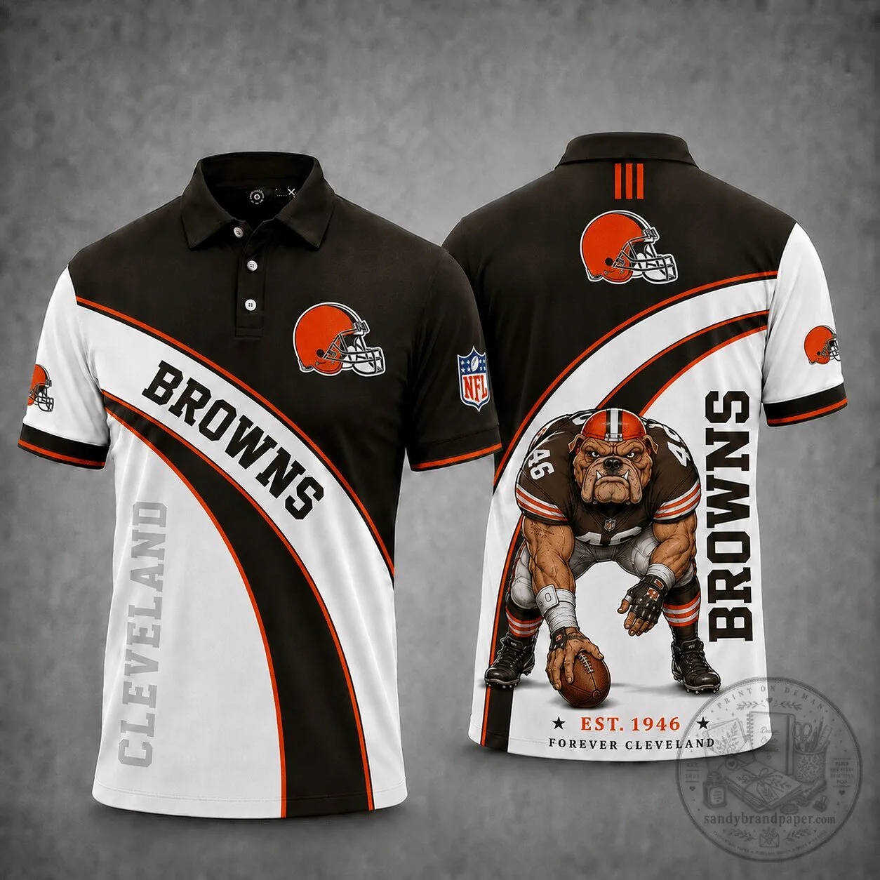 Cleveland Browns Football Team Mascot Polo Shirt for Men