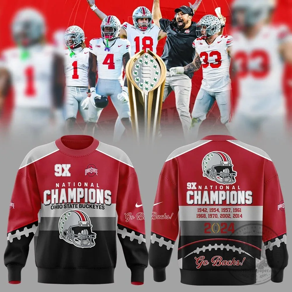 Ohio State Football National Champions Red Black Gray Sweatshirt