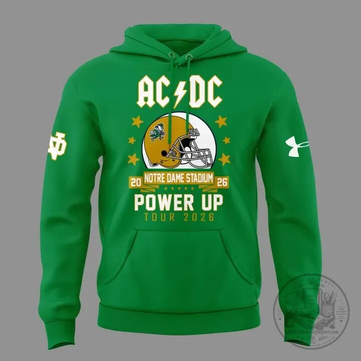 Green Hoodie for the 2026 AC/DC Power Up Tour of Notre Dame Football 6 Green Hoodie for the 2026 AC/DC Power Up Tour of Notre Dame Football