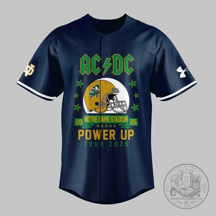 AC/DC Notre Dame Football Power Up Tour 2026 Concert Baseball Jersey 6 AC/DC Notre Dame Football Power Up Tour 2026 Concert Baseball Jersey