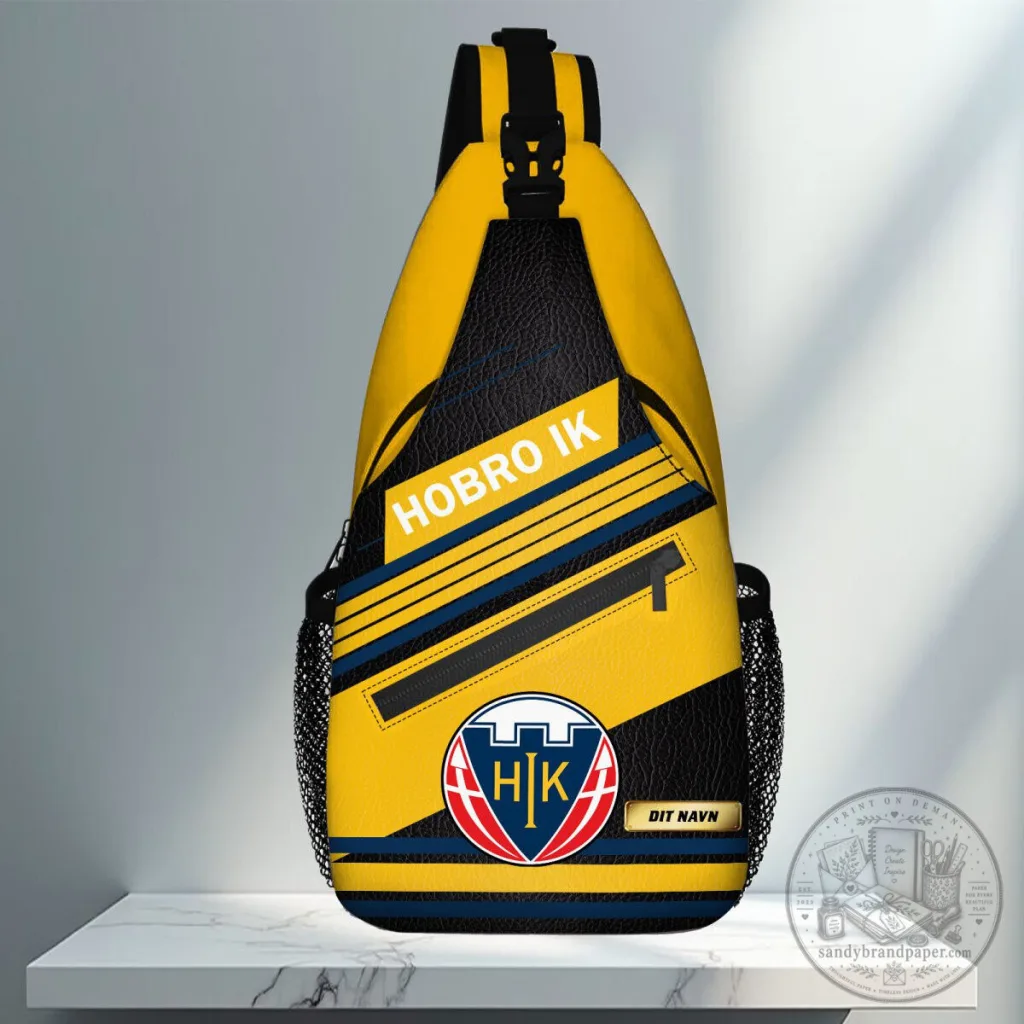 Hobro IK Football Club Yellow and Black Sling Bag with Logo Hobro IK Football Club Yellow and Black Sling Bag with Logo