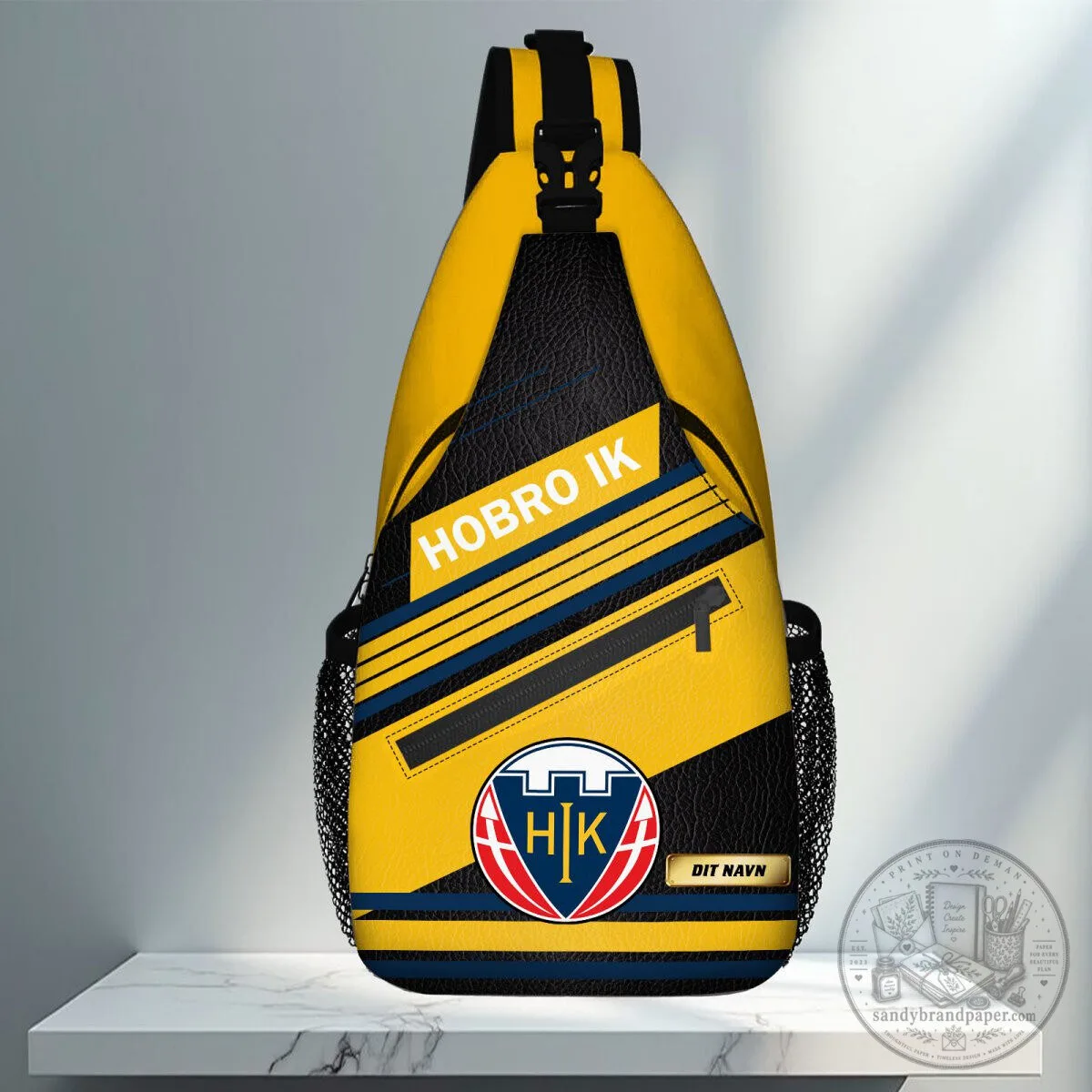 Hobro IK Football Club Yellow and Black Sling Bag with Logo