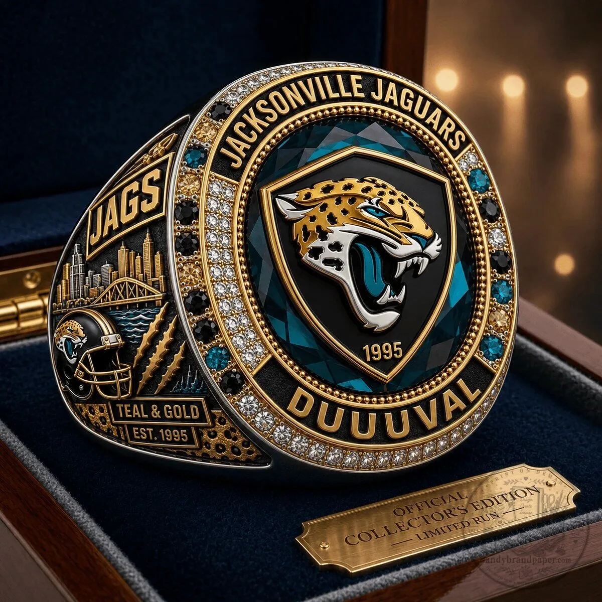 Limited Edition Jacksonville Jaguars Round Engraved Ring