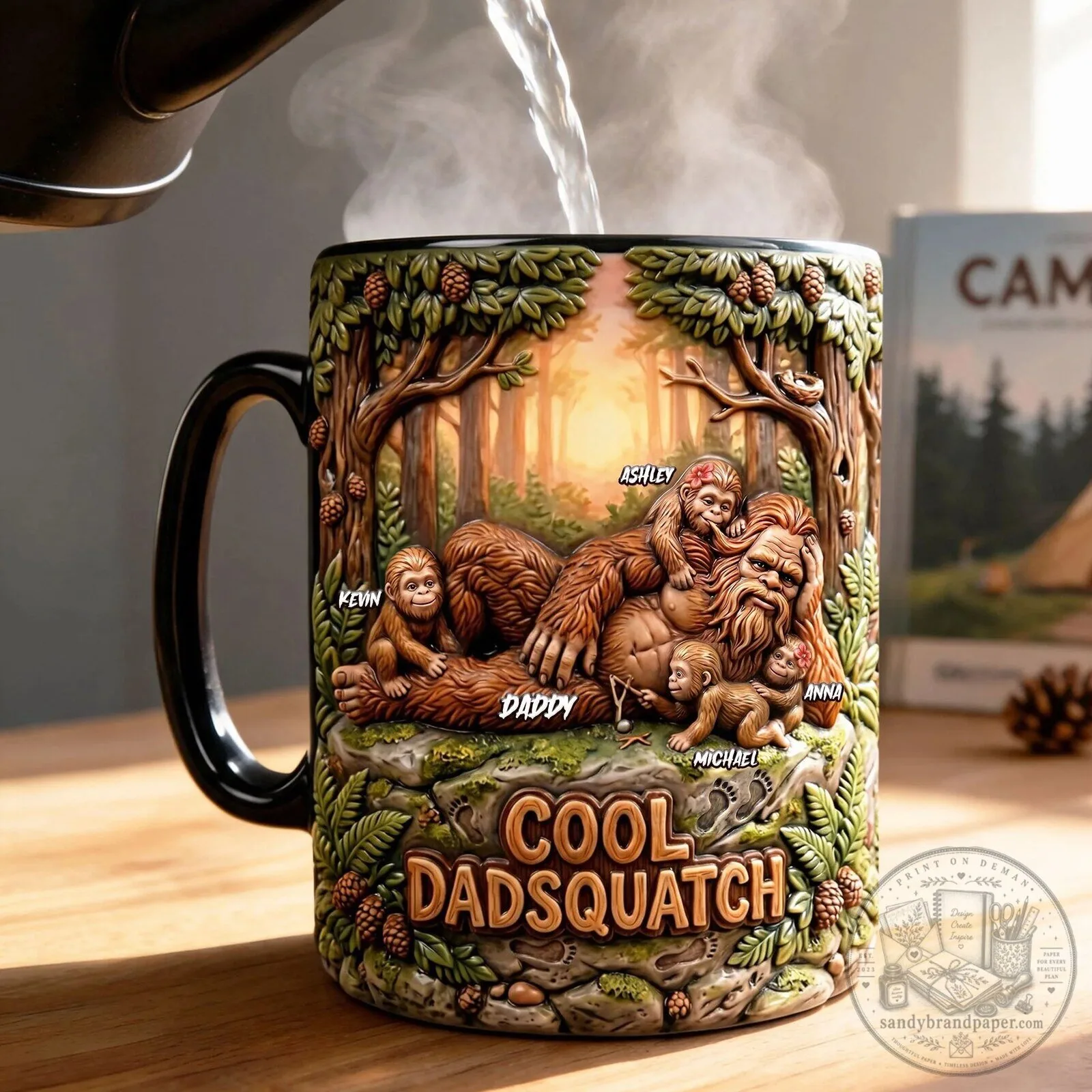 Personalized Cool Dadsquatch Bigfoot Forest Family Mug for Father's Day 4 Personalized Cool Dadsquatch Bigfoot Forest Family Mug for Father