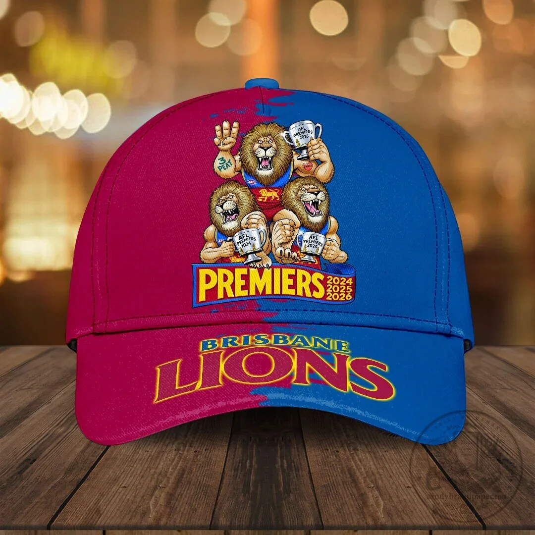 Brisbane Lions AFL Premiers 2024 2025 2026 Celebration Baseball Cap Hat