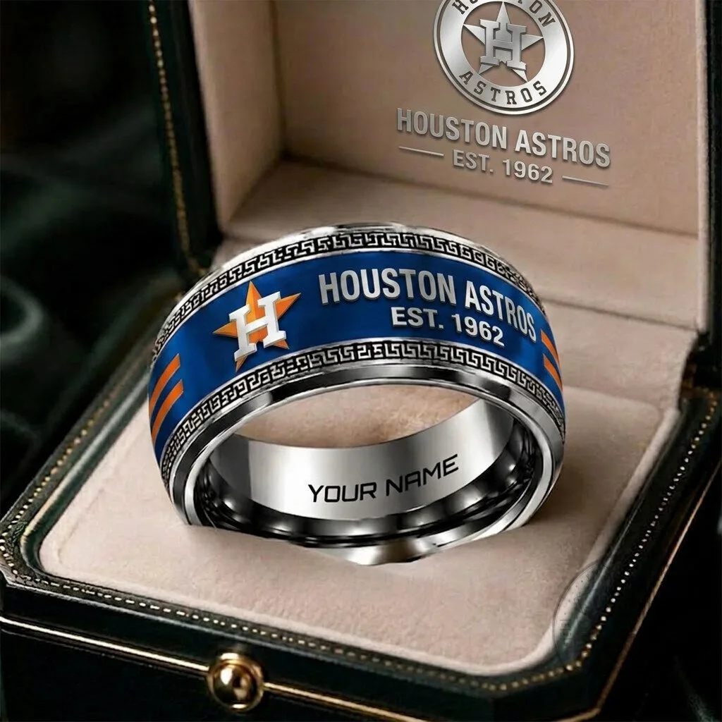 Houston Astros MLB Personalized Ring with Team Logo and Established Year