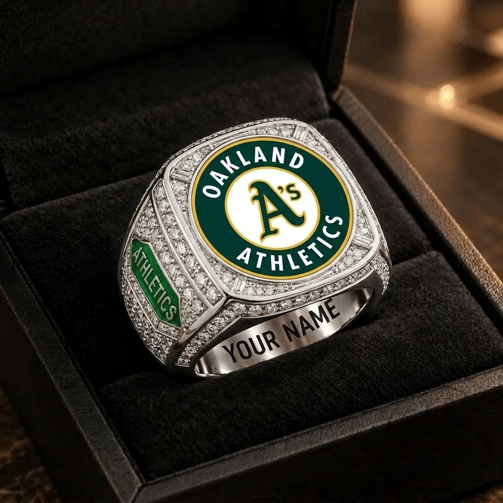 Oakland Athletics Baseball Team Championship Style Ring with Custom Name Engraving