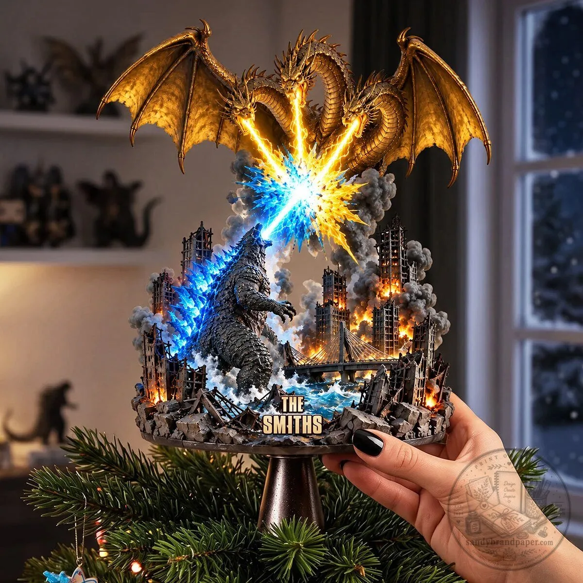 Godzilla King Ghidorah Christmas Tree Topper Ornament