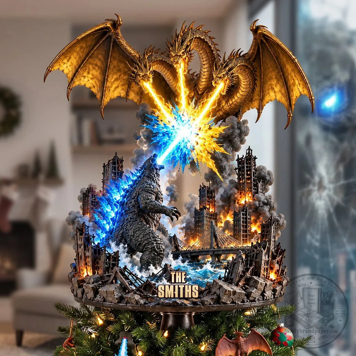 Godzilla King Ghidorah Christmas Tree Topper Ornament 6 Godzilla King Ghidorah Christmas Tree Topper Ornament