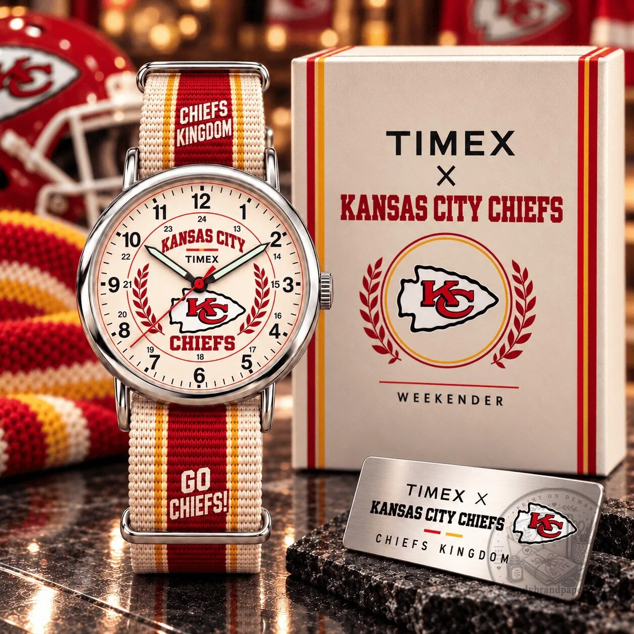 Kansas City Chiefs Timex Weekender Cream Dial Watch 1 Kansas City Chiefs Timex Weekender Cream Dial Watch