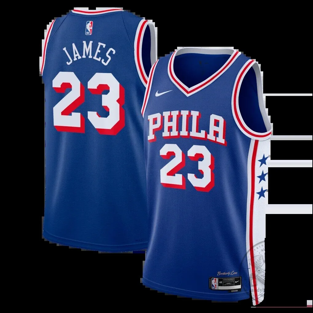 Philly Philadelphia 76ers LeBron James Royal Blue Basketball Jersey