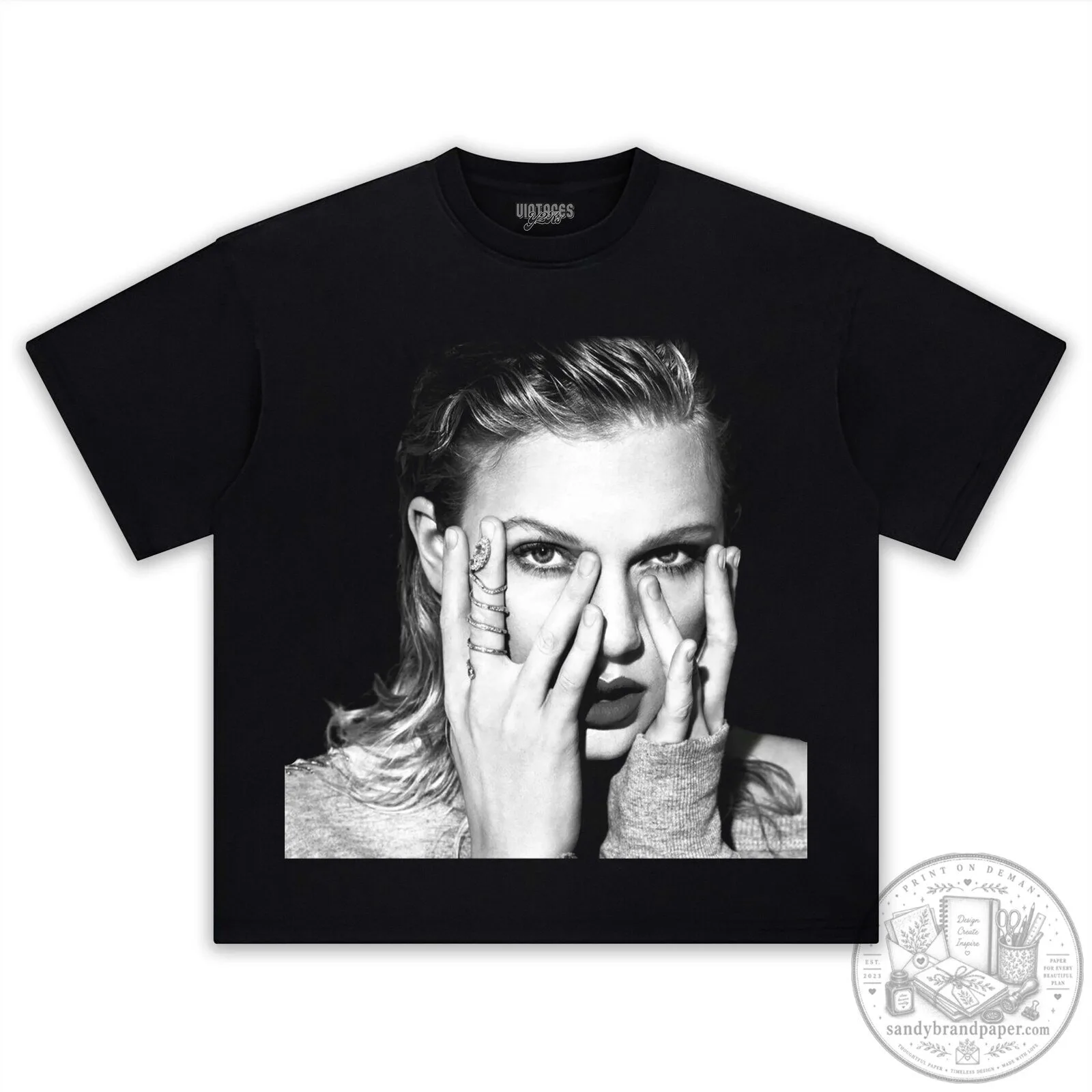 Taylor Swift Reputation Album Cover Black and White T-Shirt 6 Taylor Swift Reputation Album Cover Black and White T-Shirt