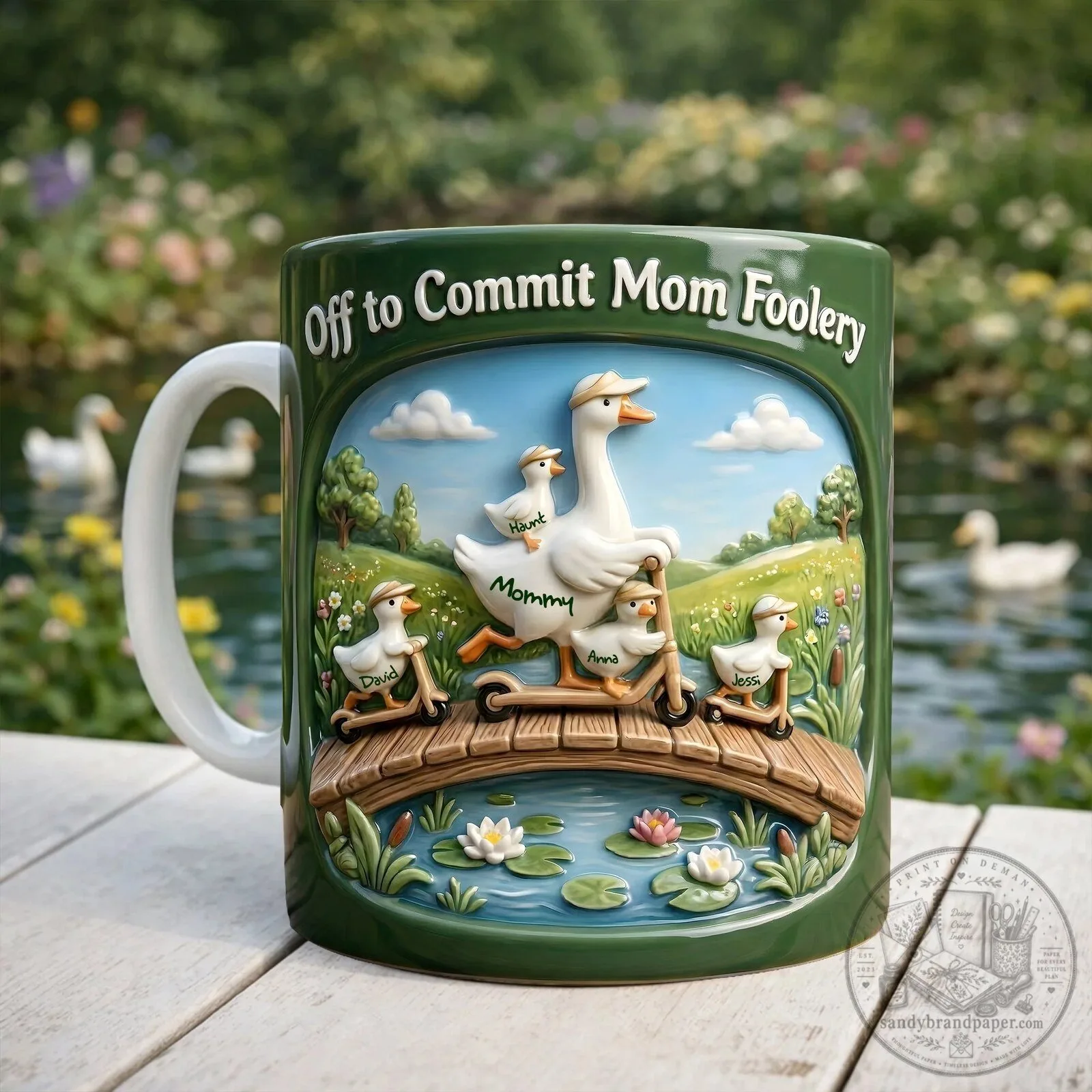 Off to Commit Mom Foolery Goose Family Personalized Coffee Mug