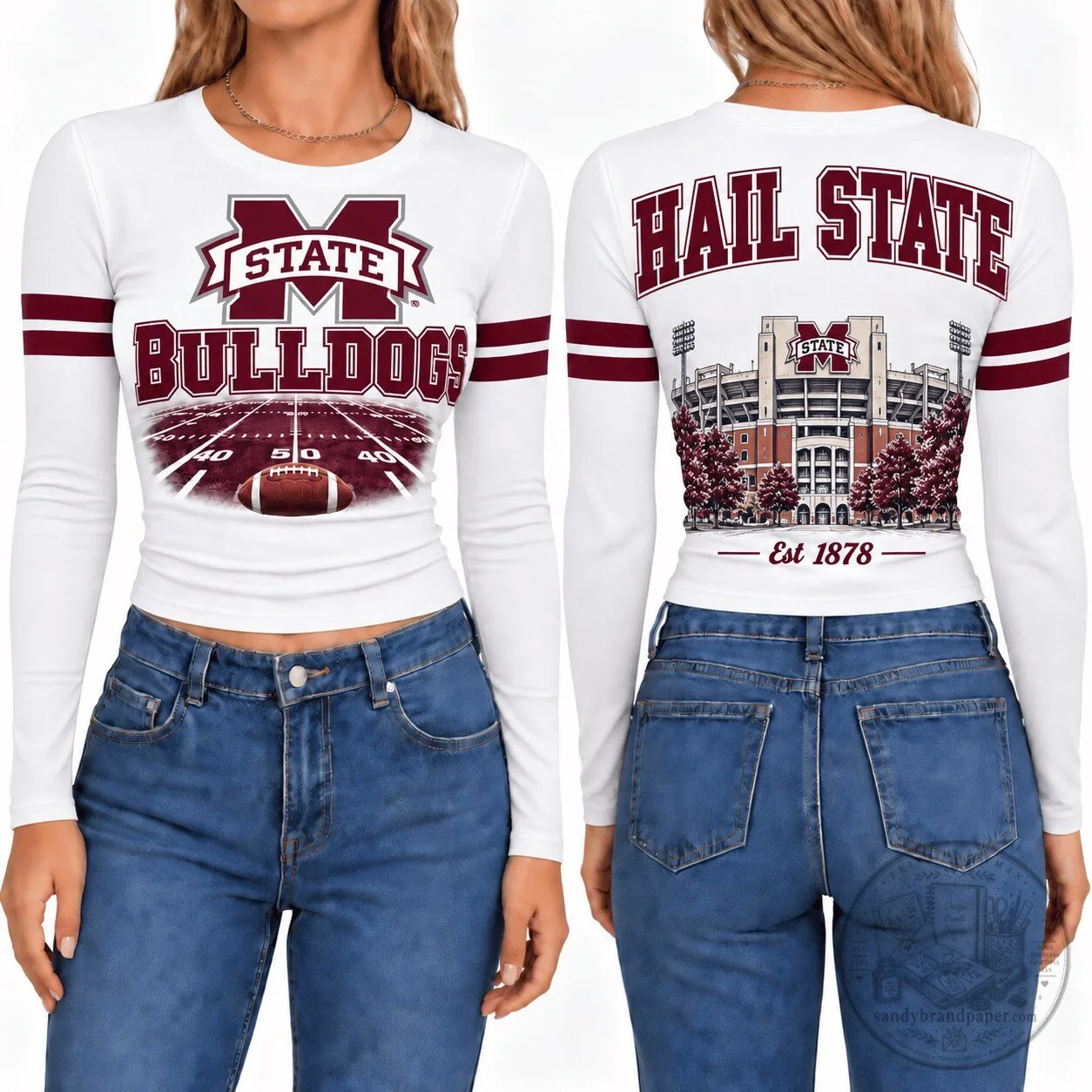 Mississippi State Bulldogs Women's Football Field Long Sleeve Shirt