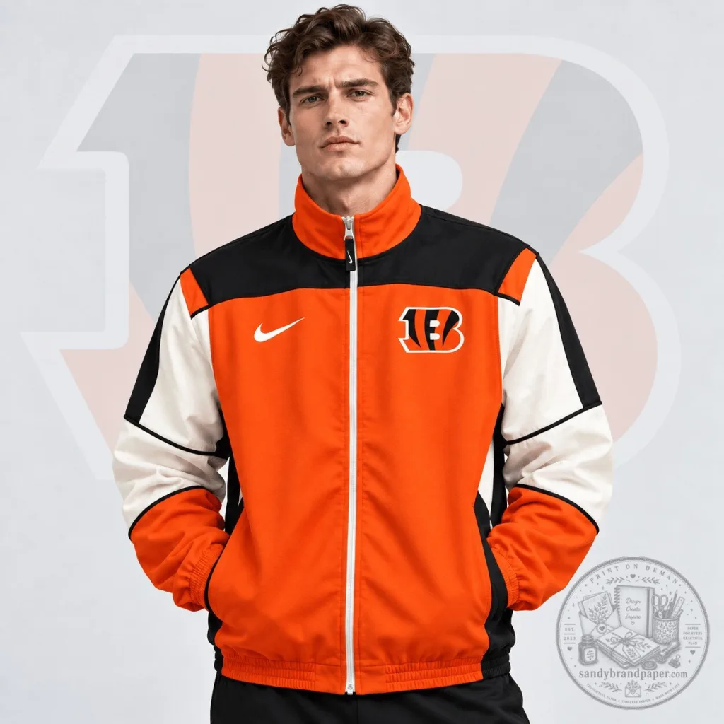 Cincinnati Bengals NFL Team Crest Retro Color Block Full Zip Windbreaker Jacket Cincinnati Bengals NFL Team Crest Retro Color Block Full Zip Windbreaker Jacket