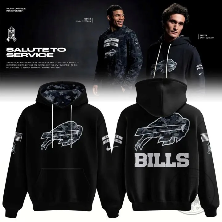 Buffalo Bills Salute To Service Camouflage Logo Black Hoodie