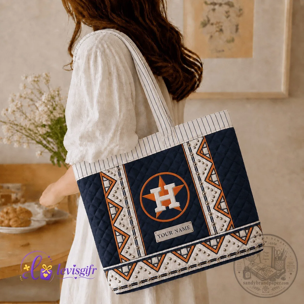 Houston Astros Baseball Personalized Quilted Tote Bag for Fans