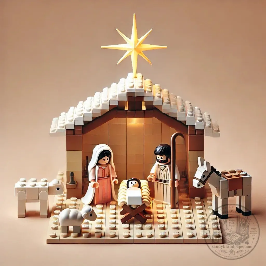 Christmas Nativity Scene Building Blocks Set with Mary Joseph Baby Jesus