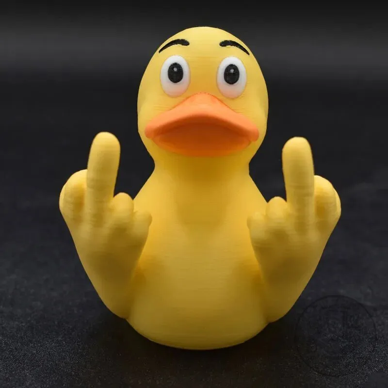 Funny Middle Finger Rubber Duck Figurine - Humorous Desk Decor Gift