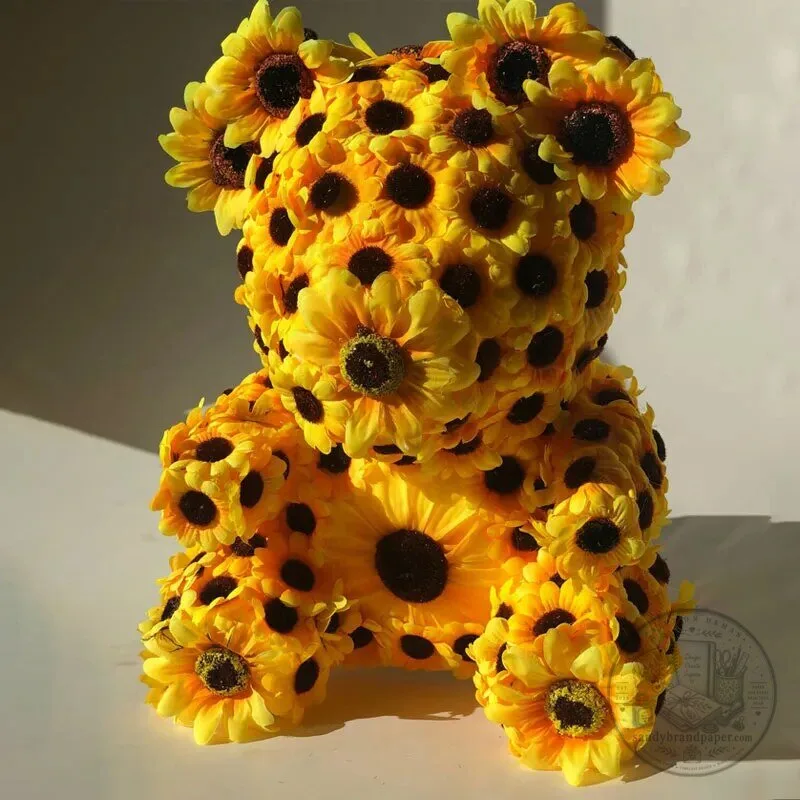 Sunflower Bear Flower Teddy Bear Artificial Floral Arrangement Gift