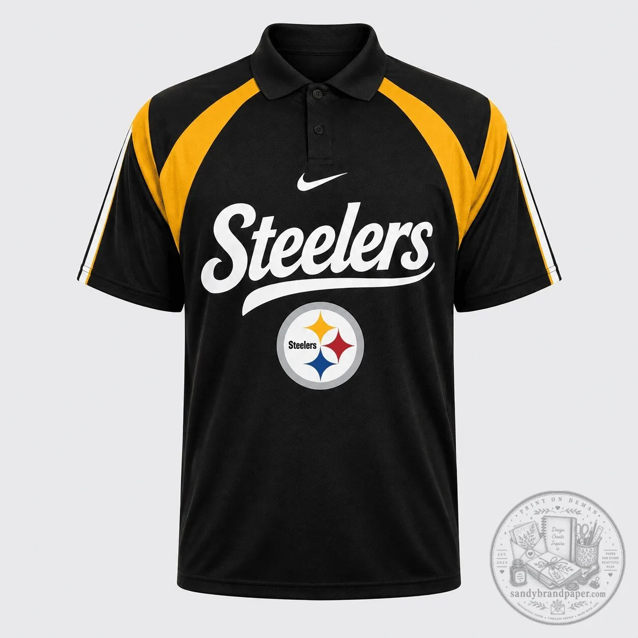 Pittsburgh Steelers National Football League Black and Gold Athletic Polo Shirt
